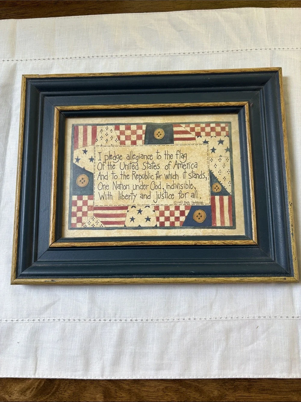 Vintage 1997 Beth Yarbrough “I Pledge of Allegiance” Print Primitive Americana